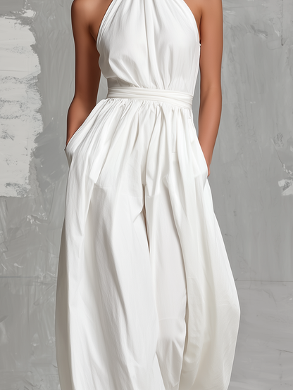 Zoltán | Elegante tuta senza maniche bianca intrecciata • S1