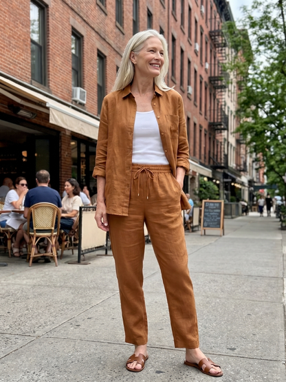 Noor | Set Camicia a Maniche Lunghe e Pantaloni Tapered