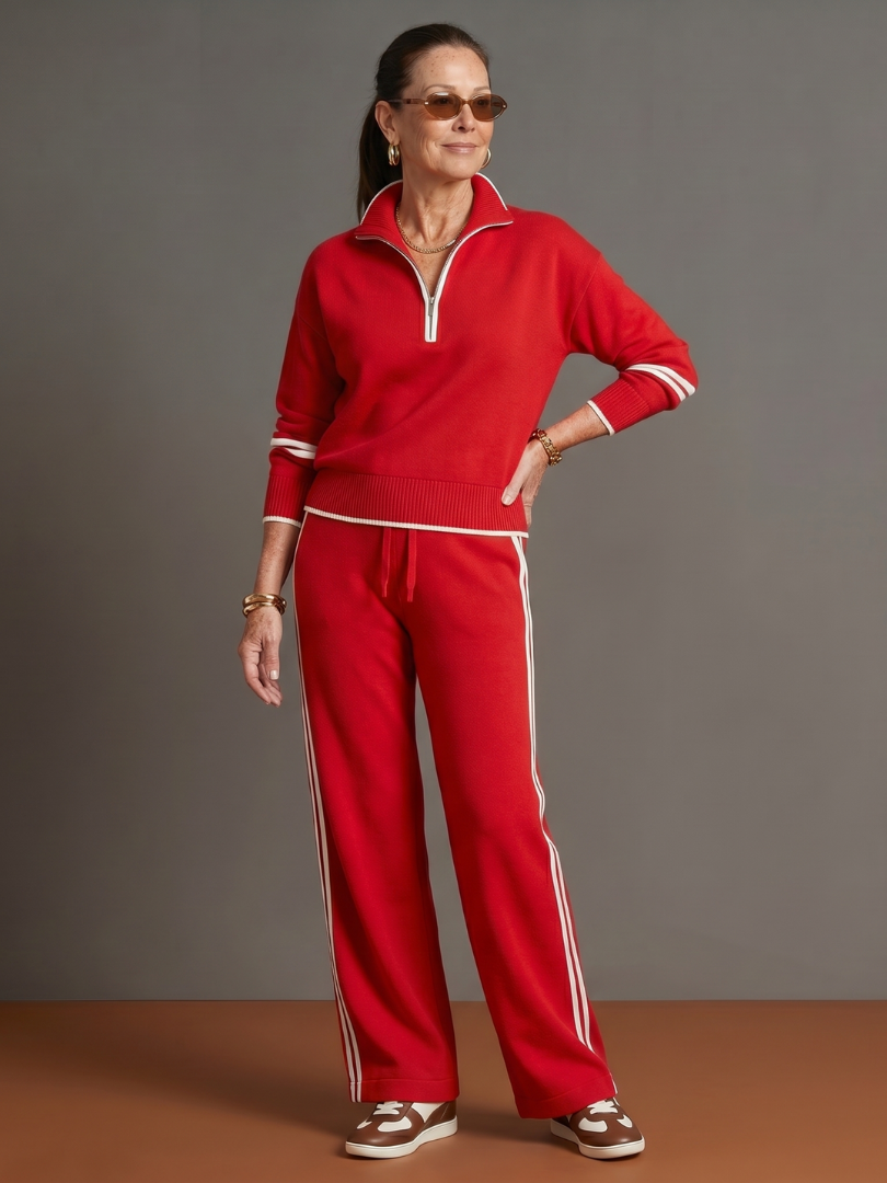 Pioggia | Set di Pantaloni Lungo con Zip e Maniche Lunghe con Striscia Laterale