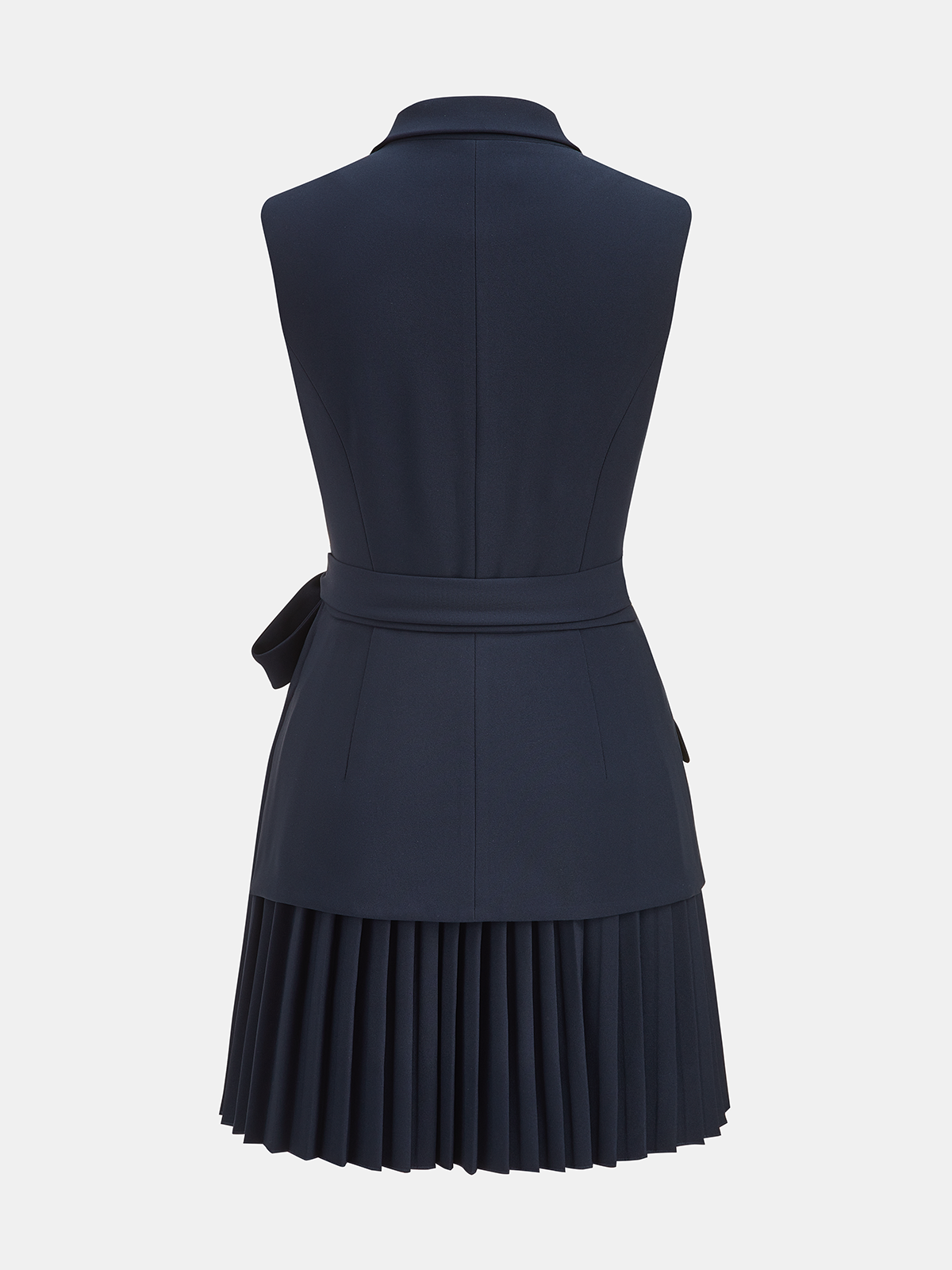 Abito Blazer Senza Maniche Plissettato con Cintura