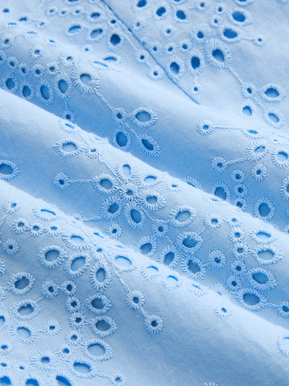 Abito in Cotone Senza Maniche Ricamato