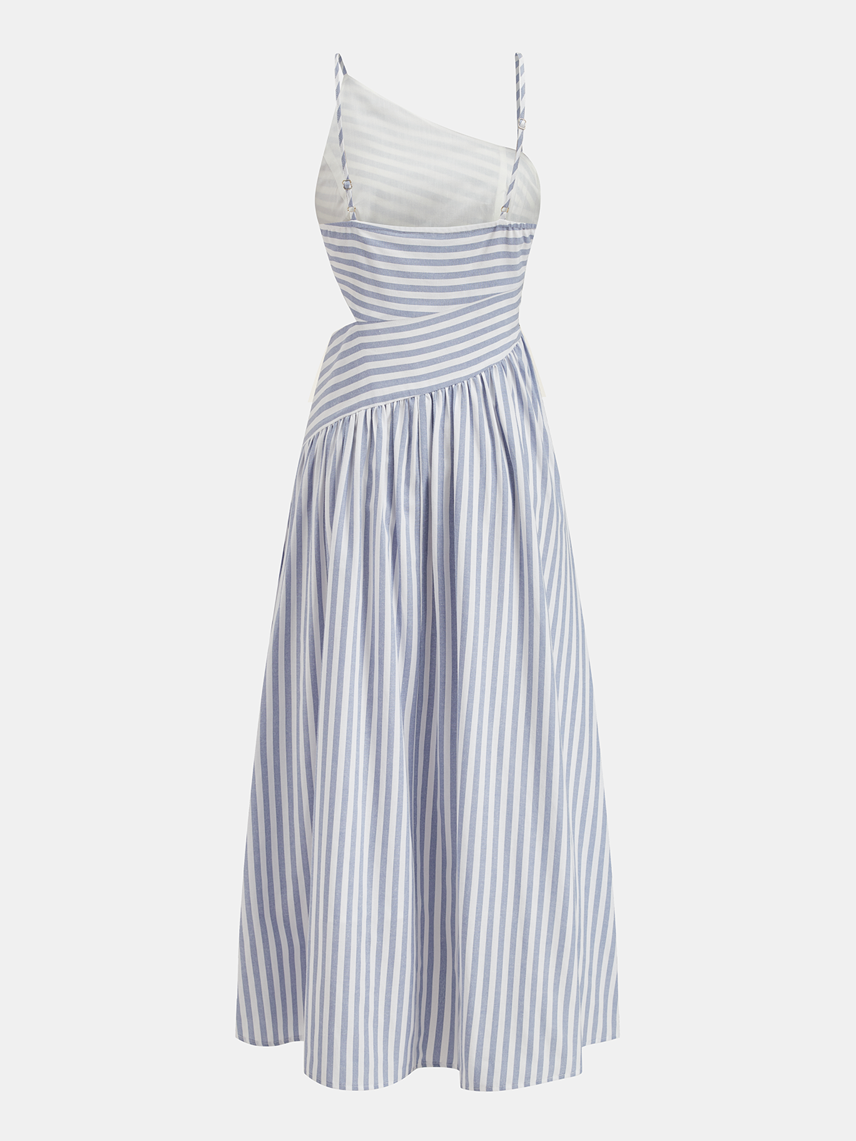 Abito Maxi Asimmetrico con Cut-Out a Strisce