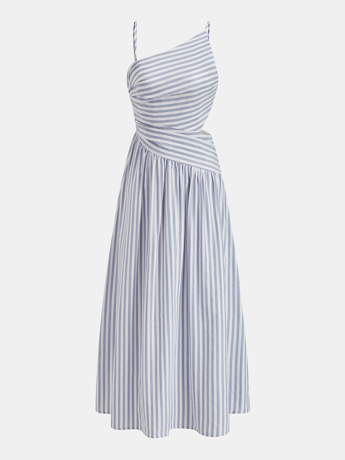 Abito Maxi Asimmetrico con Cut-Out a Strisce