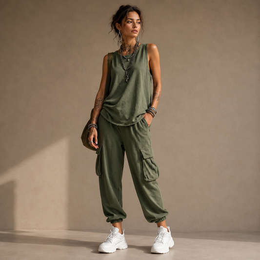 Nina | Completo Cargo Con Pantaloni Larghi