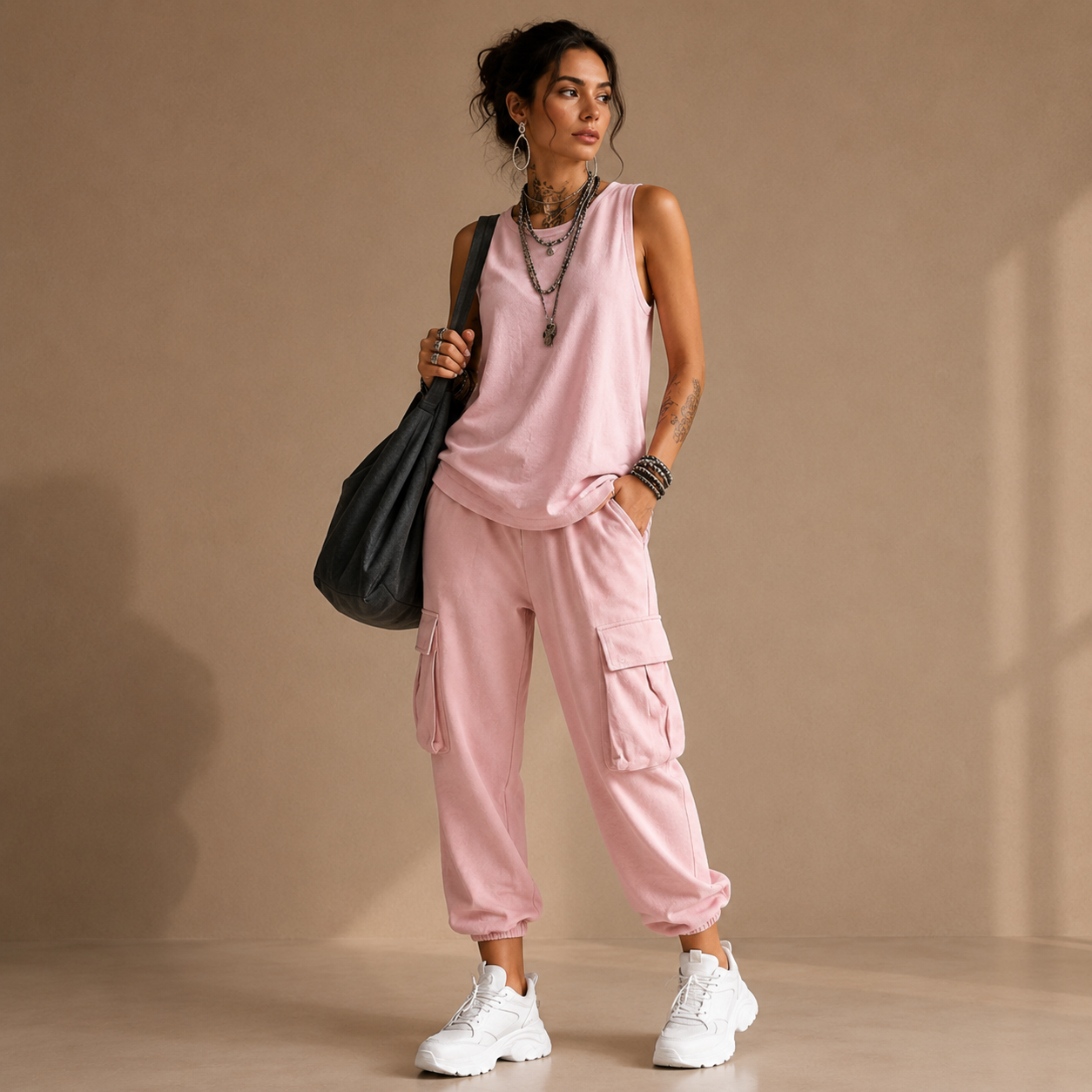 Nina | Completo Cargo Con Pantaloni Larghi
