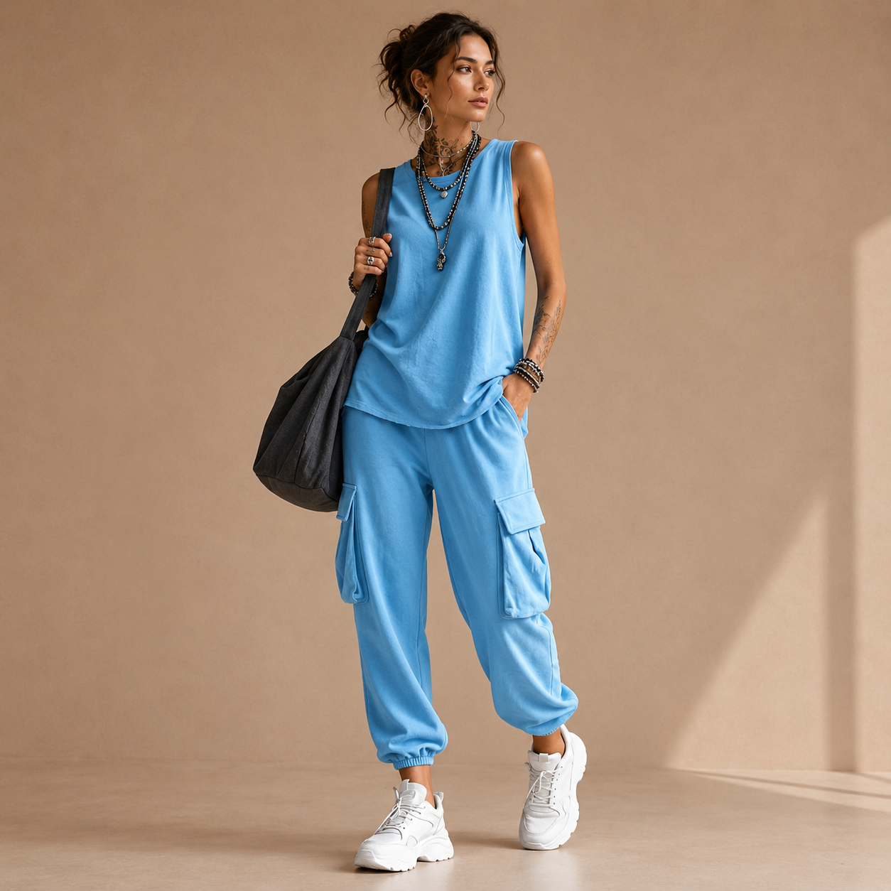 Nina | Completo Cargo Con Pantaloni Larghi