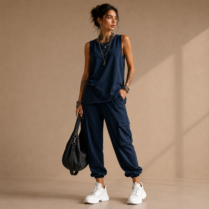 Nina | Completo Cargo Con Pantaloni Larghi
