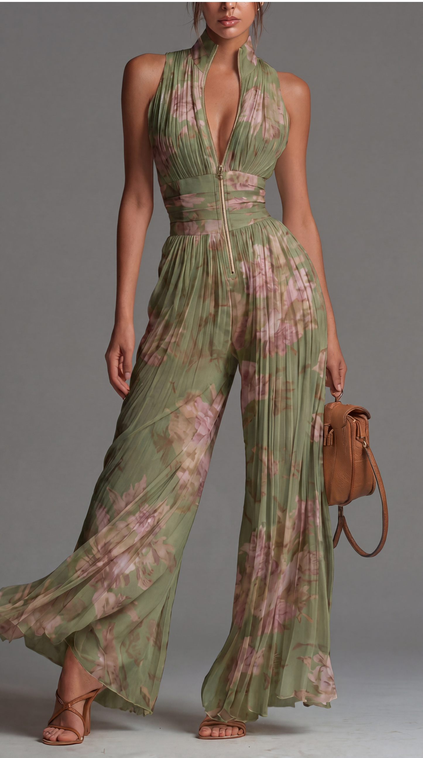 Tuta in Chiffon a Fiori Plissettata • S1