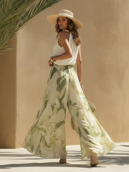 Lysandra | Elegante ensemble fluido con stampa di gigli