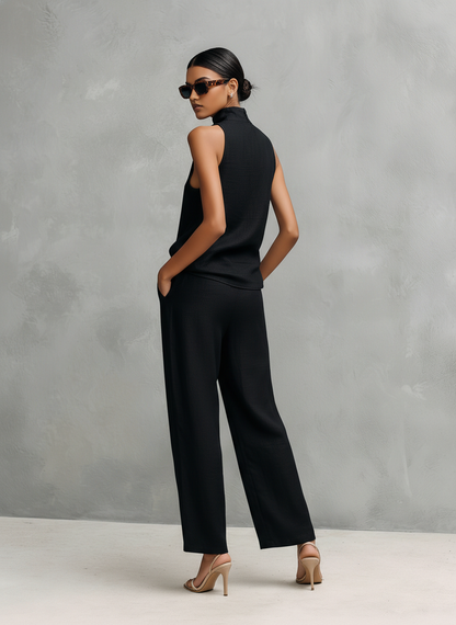 Federica | Completo Elegante in Lino con Collo Tondo