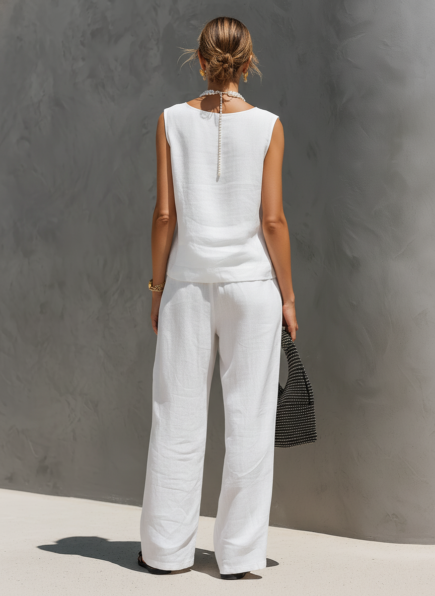 Valentina | Completo Casual in Lino con Scollo a V