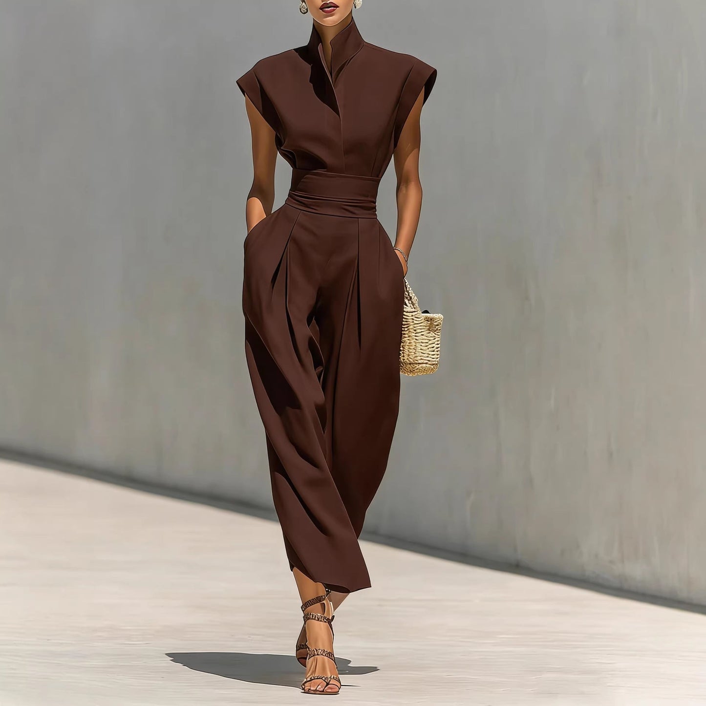 Abito Maxi Donna in 100% Cotone Puro con Collo Revers