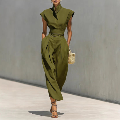 Abito Maxi Donna in 100% Cotone Puro con Collo Revers