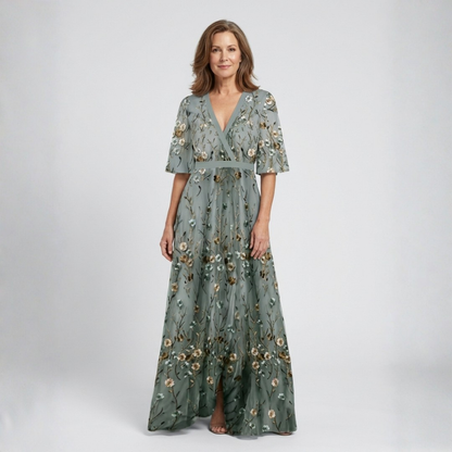 Melodi – Vestito lungo a fiori con scollo a V