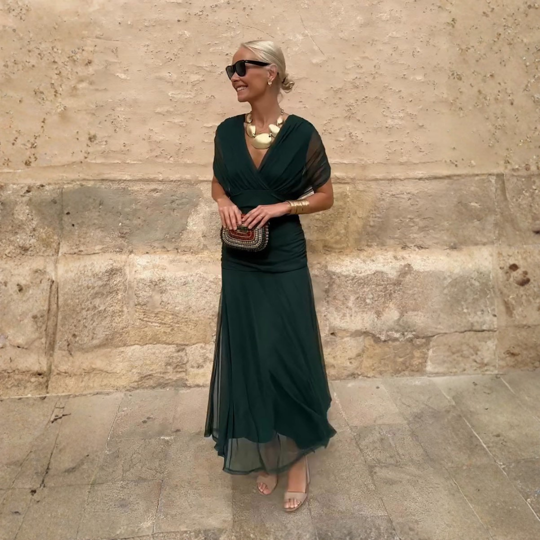 Luisa | Elegante abito lungo da festa con scollatura a V