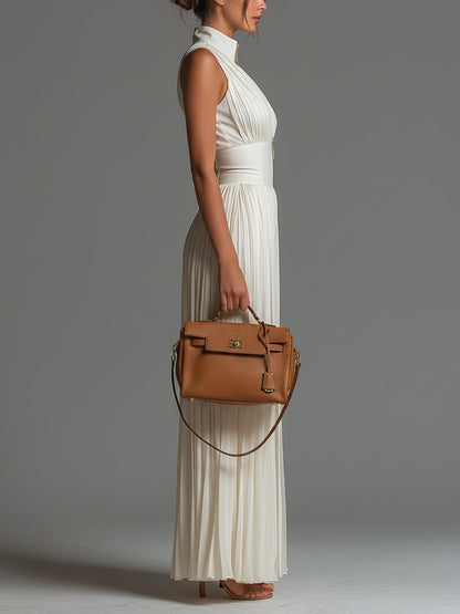 Zsófia Jumpsuit – Chiffon Pieghettato Bianco • S1