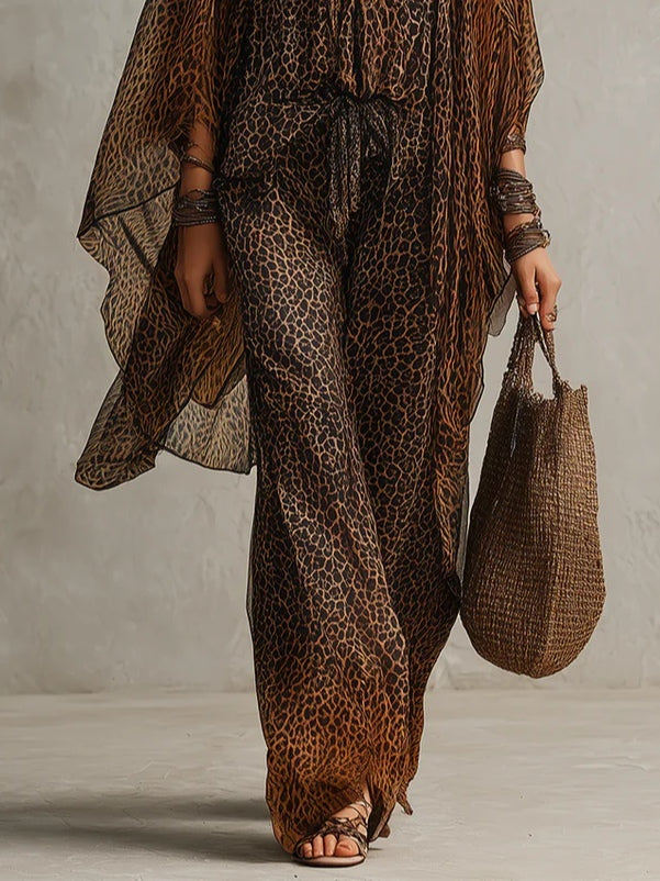 Set di Tre Pezzi con Stampa Leopardo Gradiente Bohemien