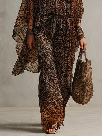 Set di Tre Pezzi con Stampa Leopardo Gradiente Bohemien