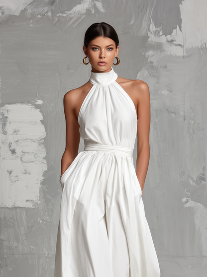 Zoltán | Elegante tuta senza maniche bianca intrecciata • S1