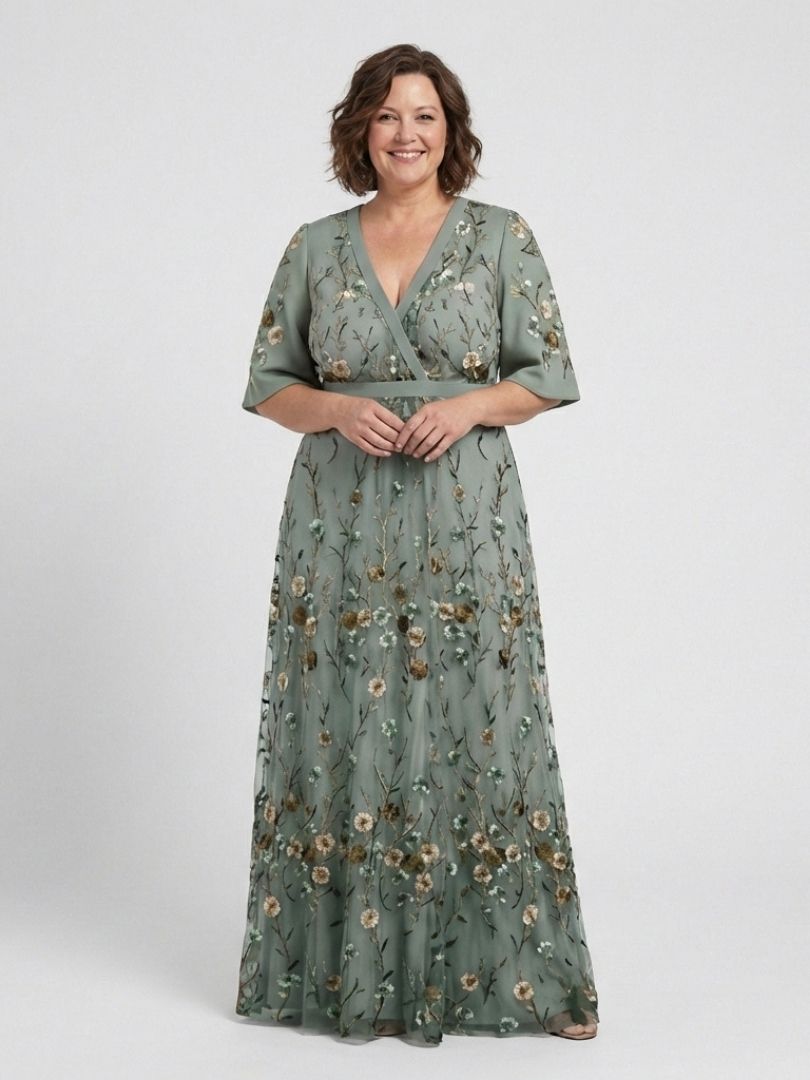 Melodi – Vestito lungo a fiori con scollo a V