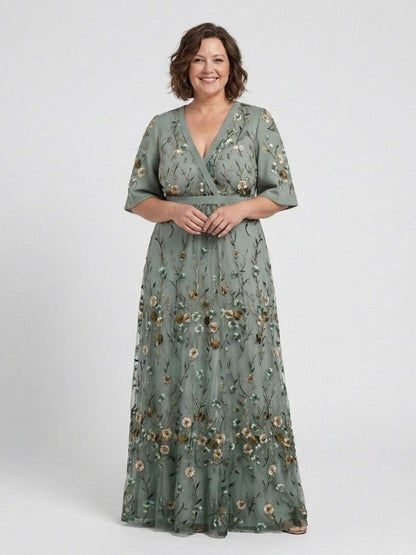 Melodi – Vestito lungo a fiori con scollo a V