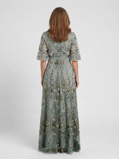 Melodi – Vestito lungo a fiori con scollo a V