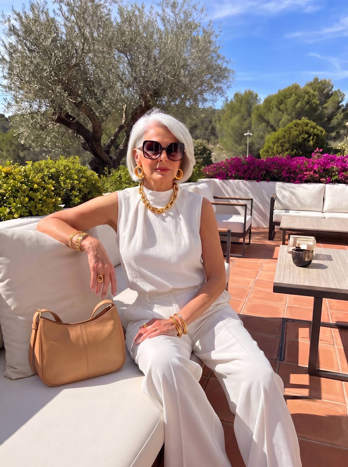 Martina | Completo Elegante in Lino con Collo Tondo