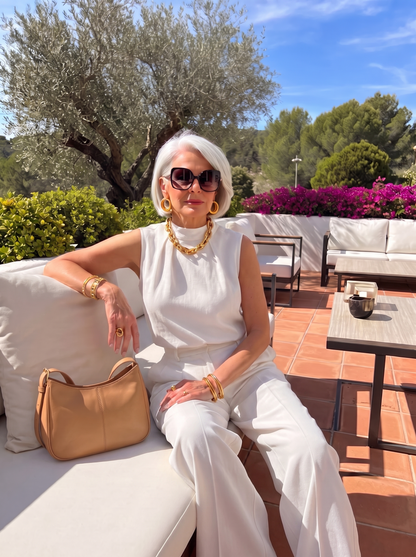 Martina | Completo Elegante in Lino con Collo Tondo