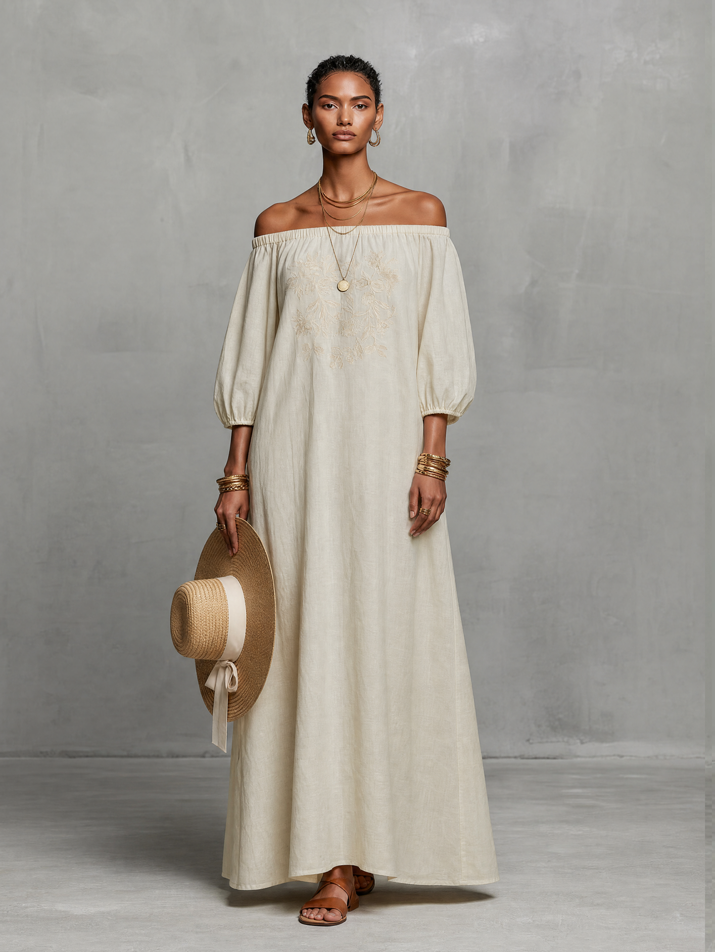 Chiara | Abito Maxi Elegante con Ricami